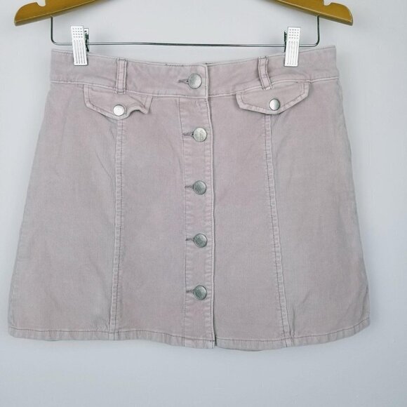 BDG 4 Corduroy Button front Mini skirt‎ blushed pink - Picture 1 of 6